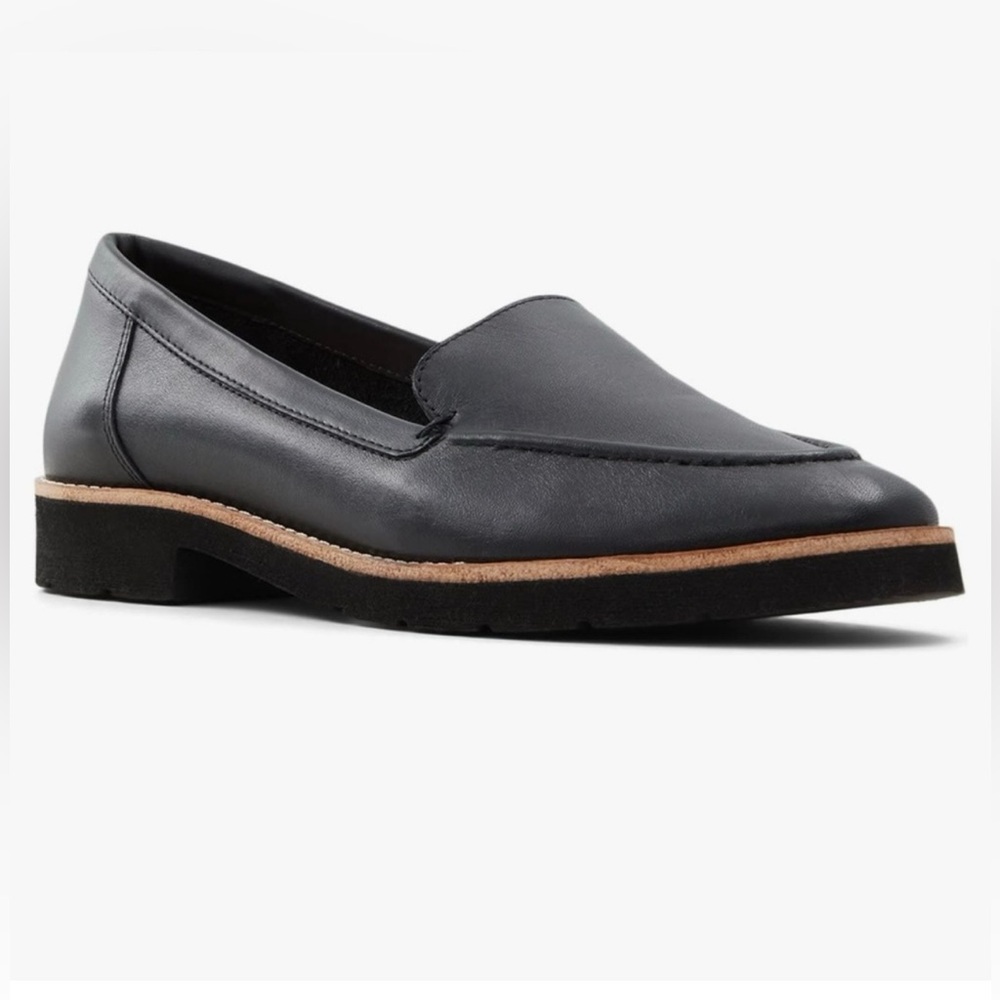 ALDO Rheildanflex Black Leather Loafers Size 7.5 - Minimalist